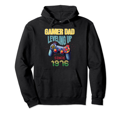 Gamer Dad Leveling Up Since 1976 Hoodie - Custom Art Print for Adults - T-Shirt, Sweatshirt, Hoodie