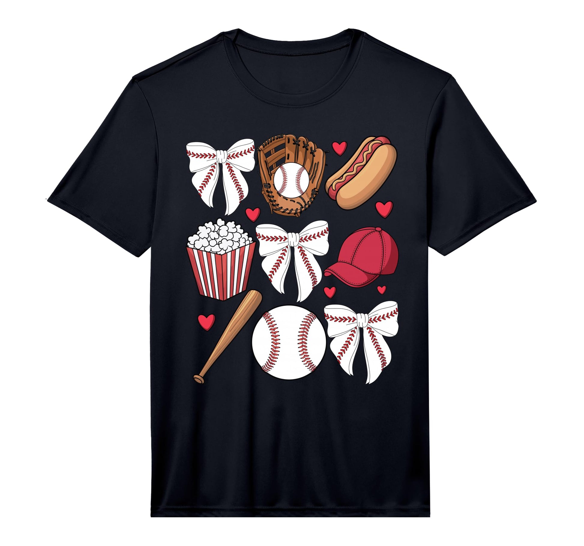 Baseball Coquette Bow Baseball Cheer Mom T-Shirt - Unique Graphic Unisex - T-Shirt, Sweatshirt, Hoodie