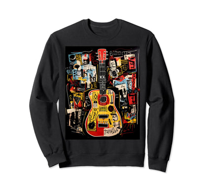 Distressed Acoustic Guitar Grunge Sweatshirt - Minimalist Print for Adults - T-Shirt, Sweatshirt, Hoodie