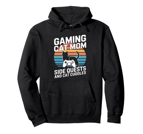 Gaming Cat Mom Side Quests And Cat Hoodie - Aesthetic Graphic for Adults - T-Shirt, Sweatshirt, Hoodie