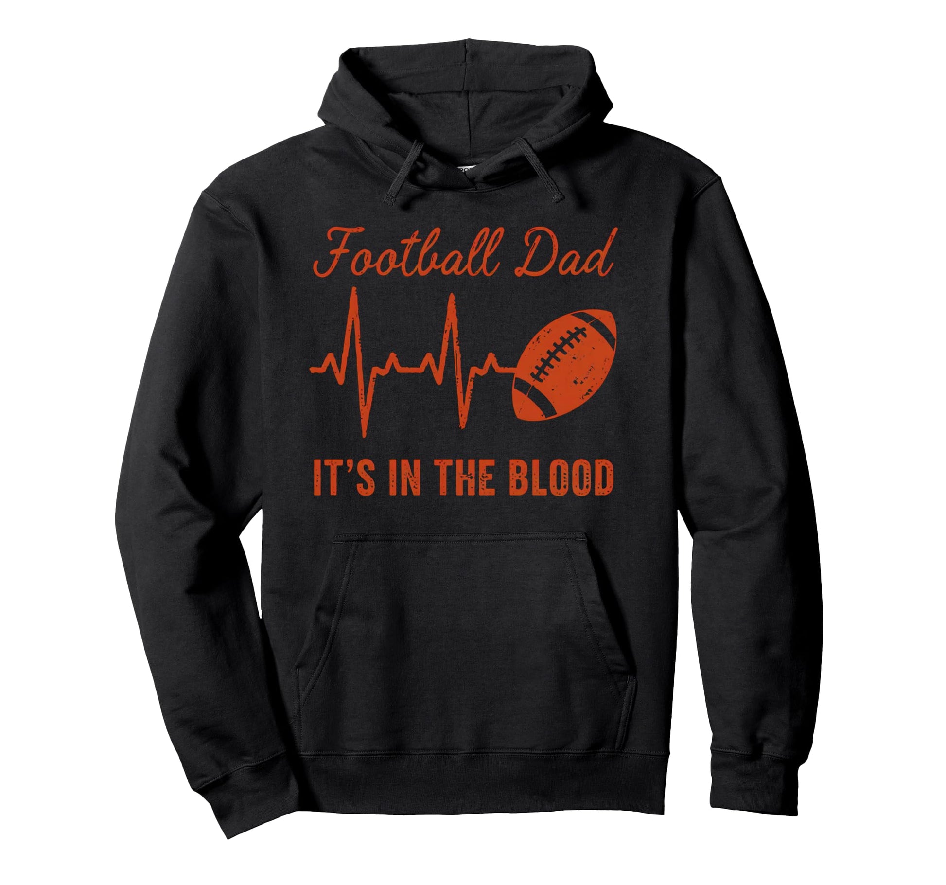 Football Dad Football Heartbeat Hoodie - Minimalist Print for Adults - T-Shirt, Sweatshirt, Hoodie
