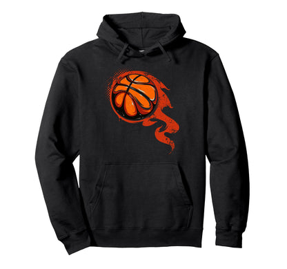 Basketball Ball Fire Basketball Player Hoodie - Unique Graphic Men Women - T-Shirt, Sweatshirt, Hoodie
