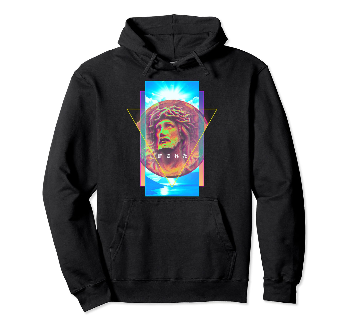 Vaporwave Jesus Christ Statue Hoodie - Casual Everyday Wear for Adults - T-Shirt, Sweatshirt, Hoodie