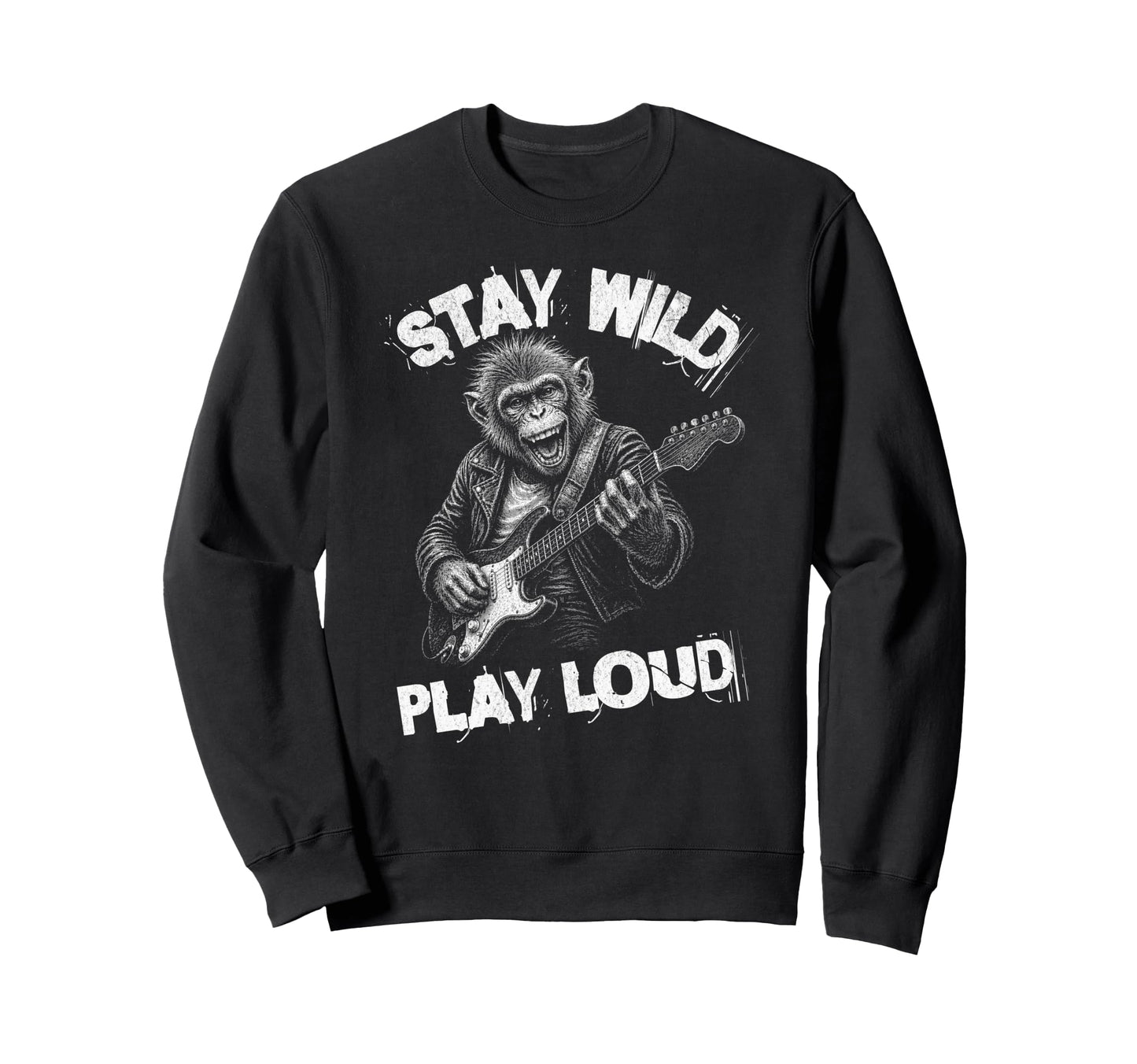 Play Loud Monkey Guitar Funny Sweatshirt - Minimalist Print Men Women - T-Shirt, Sweatshirt, Hoodie