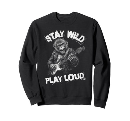 Play Loud Monkey Guitar Funny Sweatshirt - Minimalist Print Men Women - T-Shirt, Sweatshirt, Hoodie