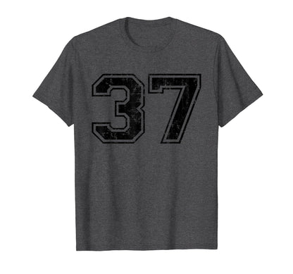 Number 37 Varsity Distressed Sport T-Shirt - Novelty Apparel Men Women - T-Shirt, Sweatshirt, Hoodie