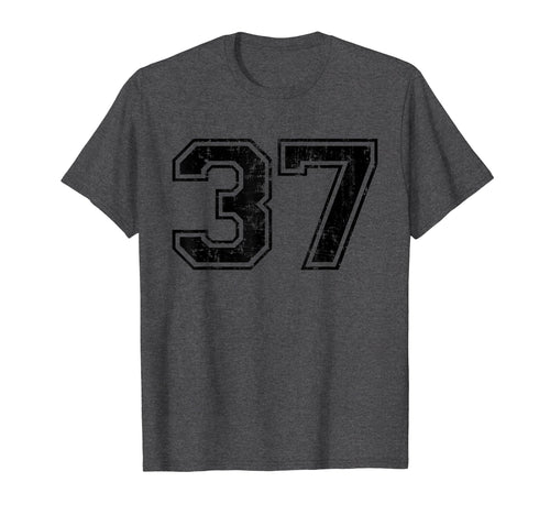 Number 37 Varsity Distressed Sport T-Shirt - Novelty Apparel Men Women - T-Shirt, Sweatshirt, Hoodie