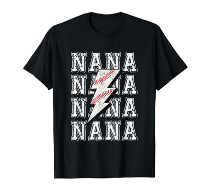 Baseball Nana Lightning Bolt T-Shirt - Minimalist Print Men Women - T-Shirt, Sweatshirt, Hoodie