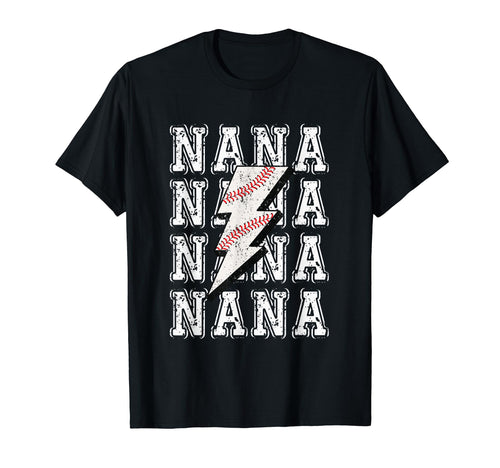 Baseball Nana Lightning Bolt T-Shirt - Minimalist Print Men Women - T-Shirt, Sweatshirt, Hoodie