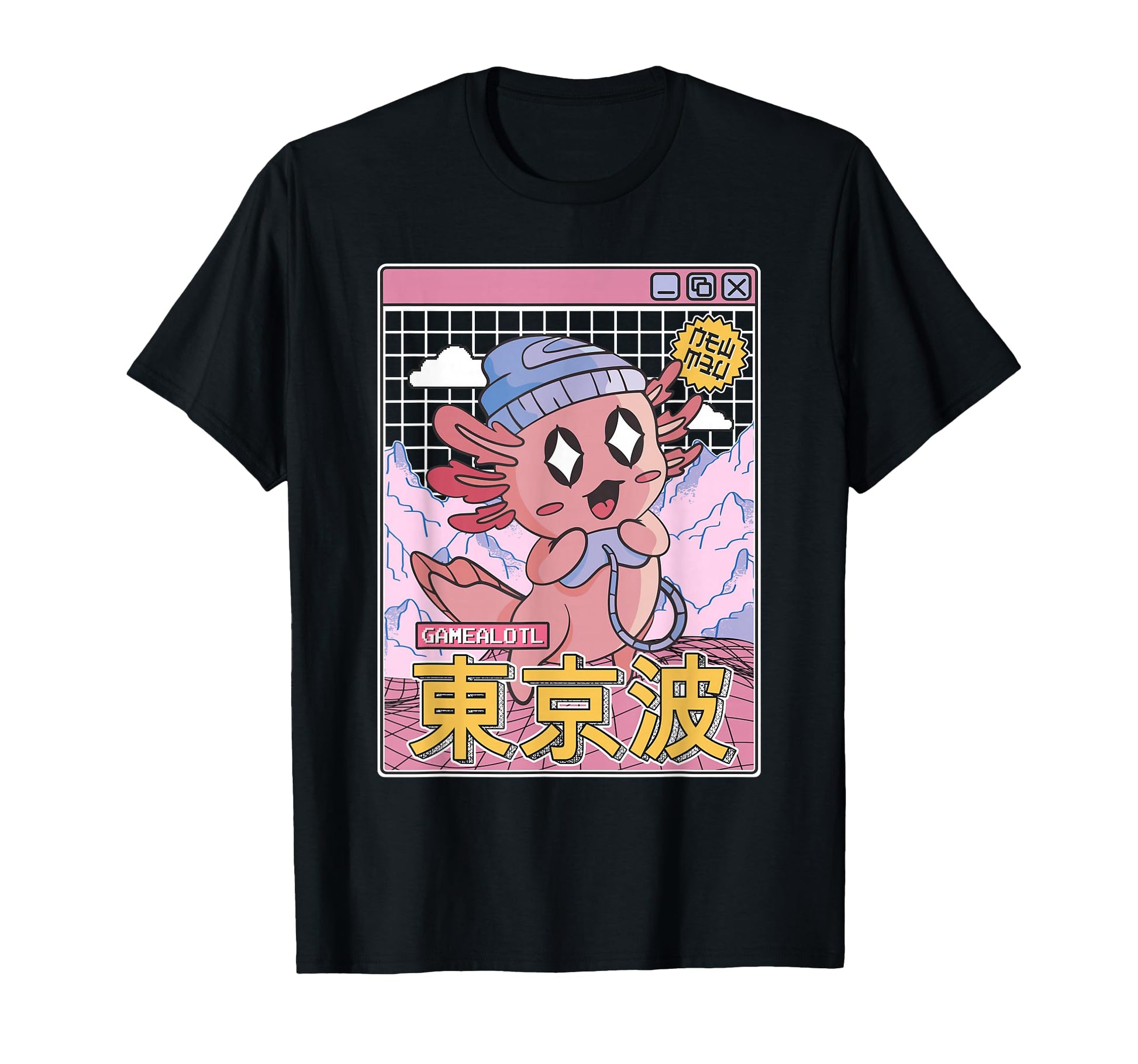 Happy Axolotl Gaming Vaporwave T-Shirt - Casual Everyday Wear Unisex - T-Shirt, Sweatshirt, Hoodie