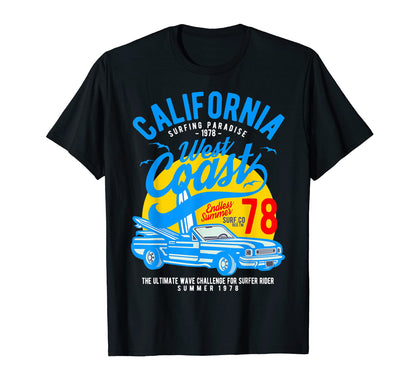 Surfing Surfboard 70S Car Surf T-Shirt - Custom Art Print for Adults - T-Shirt, Sweatshirt, Hoodie