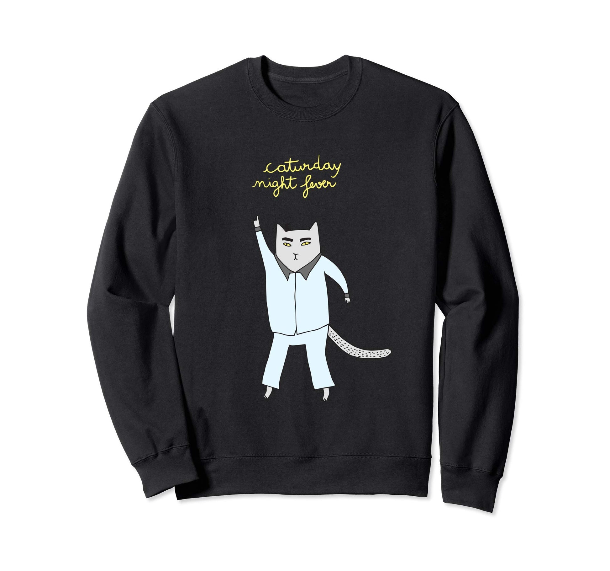 Caturday Night Fever Cat Disco Sweatshirt - Graphic Print Unisex - T-Shirt, Sweatshirt, Hoodie