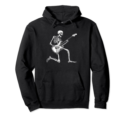 Rock And Roll Skeleton Playing Guitar Hoodie - Novelty Apparel for Adults - T-Shirt, Sweatshirt, Hoodie
