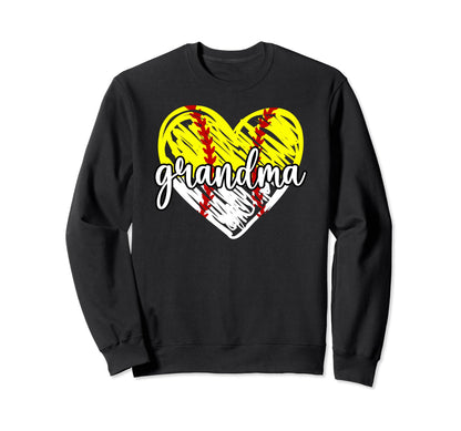 Baseball Softball Grandma Heart Sweatshirt - Minimalist Print Men Women - T-Shirt, Sweatshirt, Hoodie