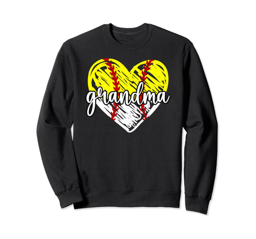 Baseball Softball Grandma Heart Sweatshirt - Minimalist Print Men Women - T-Shirt, Sweatshirt, Hoodie