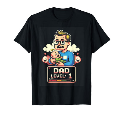 Dad Level 1 Funny Pixel Gamer T-Shirt - Minimalist Print for Adults - T-Shirt, Sweatshirt, Hoodie