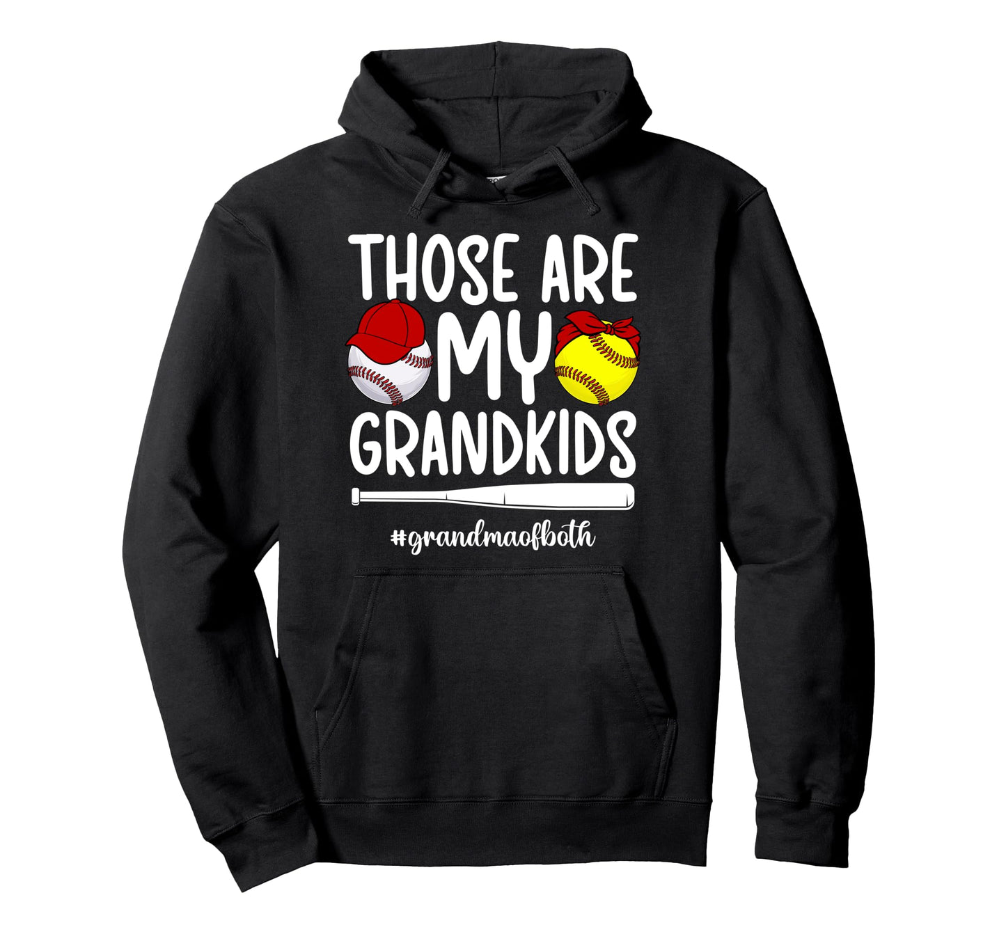My Grandkids Grandma Both Baseball Hoodie - Novelty Apparel for Adults - T-Shirt, Sweatshirt, Hoodie