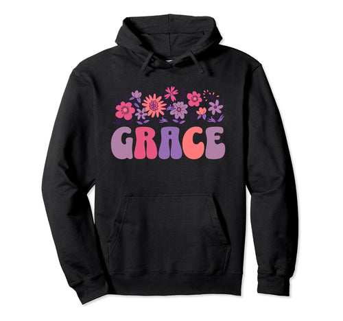 Inspirational Word Grace Floral Hoodie - Casual Everyday Wear for Adults - T-Shirt, Sweatshirt, Hoodie