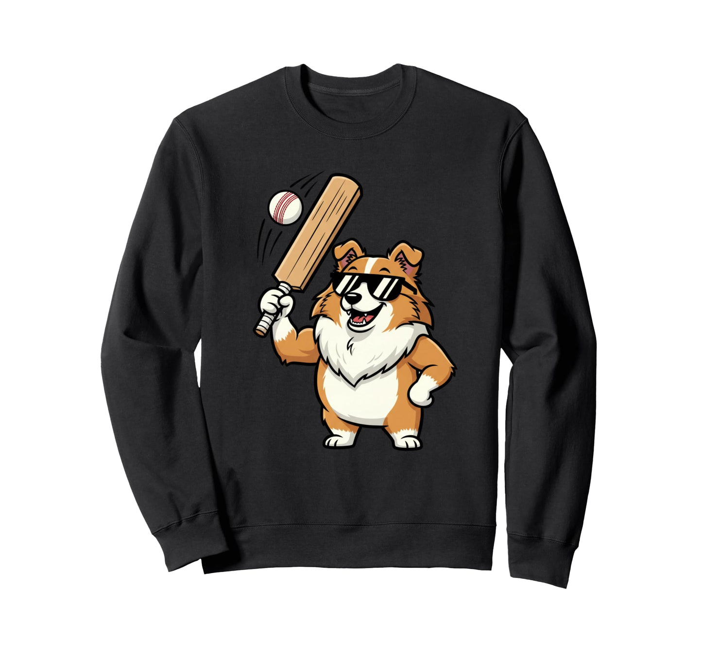 Corgi Baseball Player Dog Sunglasses Sweatshirt - Minimalist Print Unisex - T-Shirt, Sweatshirt, Hoodie