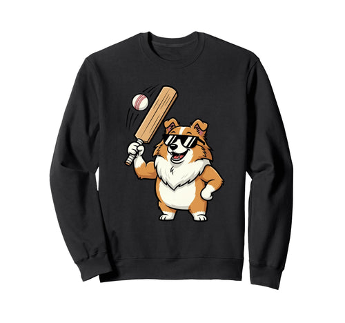Corgi Baseball Player Dog Sunglasses Sweatshirt - Minimalist Print Unisex - T-Shirt, Sweatshirt, Hoodie