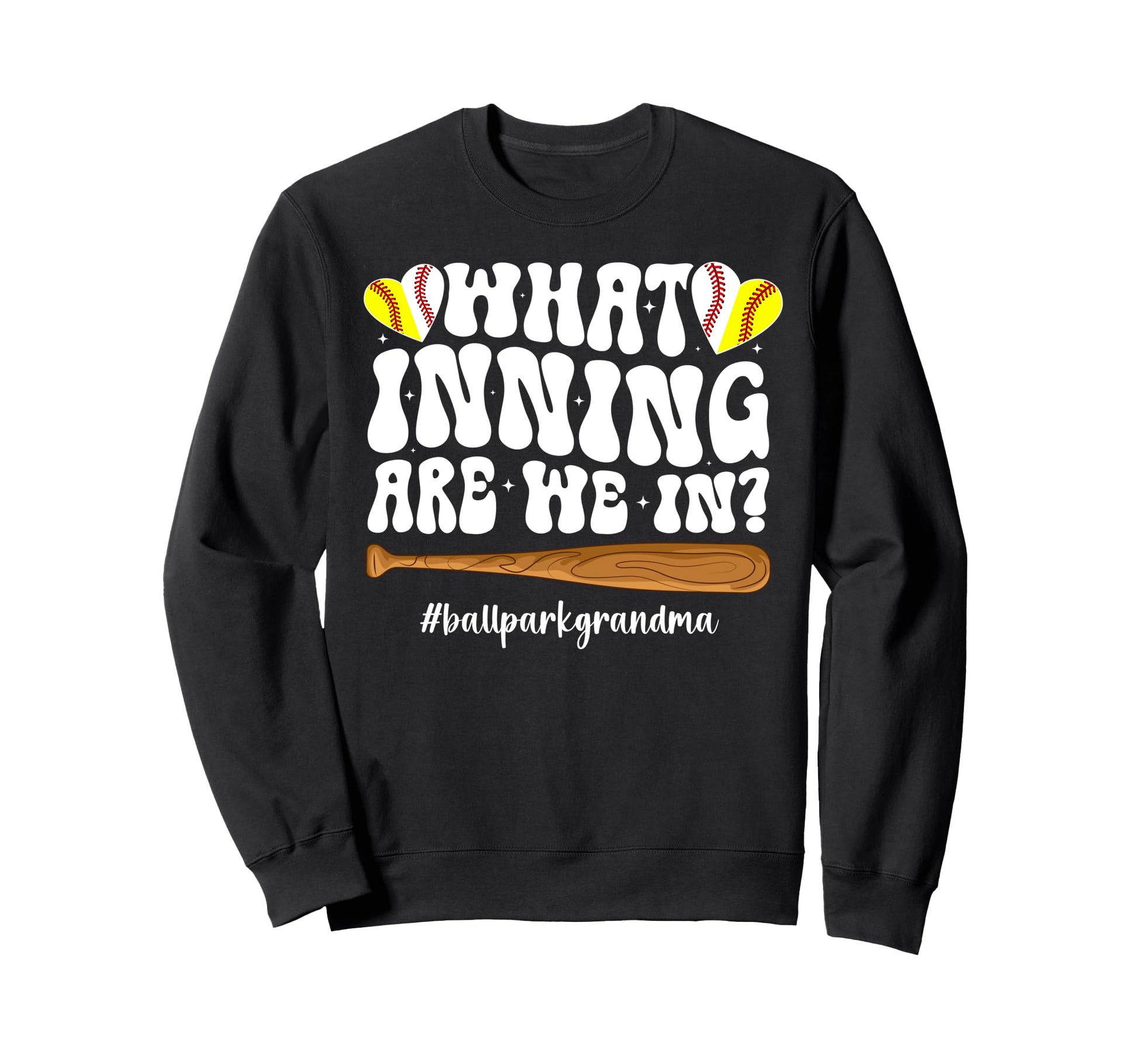 Ballpark Grandma Groovy Softball Sweatshirt - Fun Novelty Design Unisex - T-Shirt, Sweatshirt, Hoodie