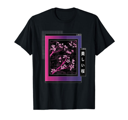Cherry Blossom Night Aesthetic Lofi T-Shirt - Fun Novelty Design Men Women - T-Shirt, Sweatshirt, Hoodie