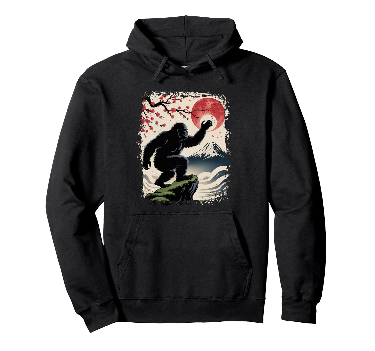Sasquatch Bigfoot Japanese Vibes Art Hoodie - Graphic Print Men Women - T-Shirt, Sweatshirt, Hoodie