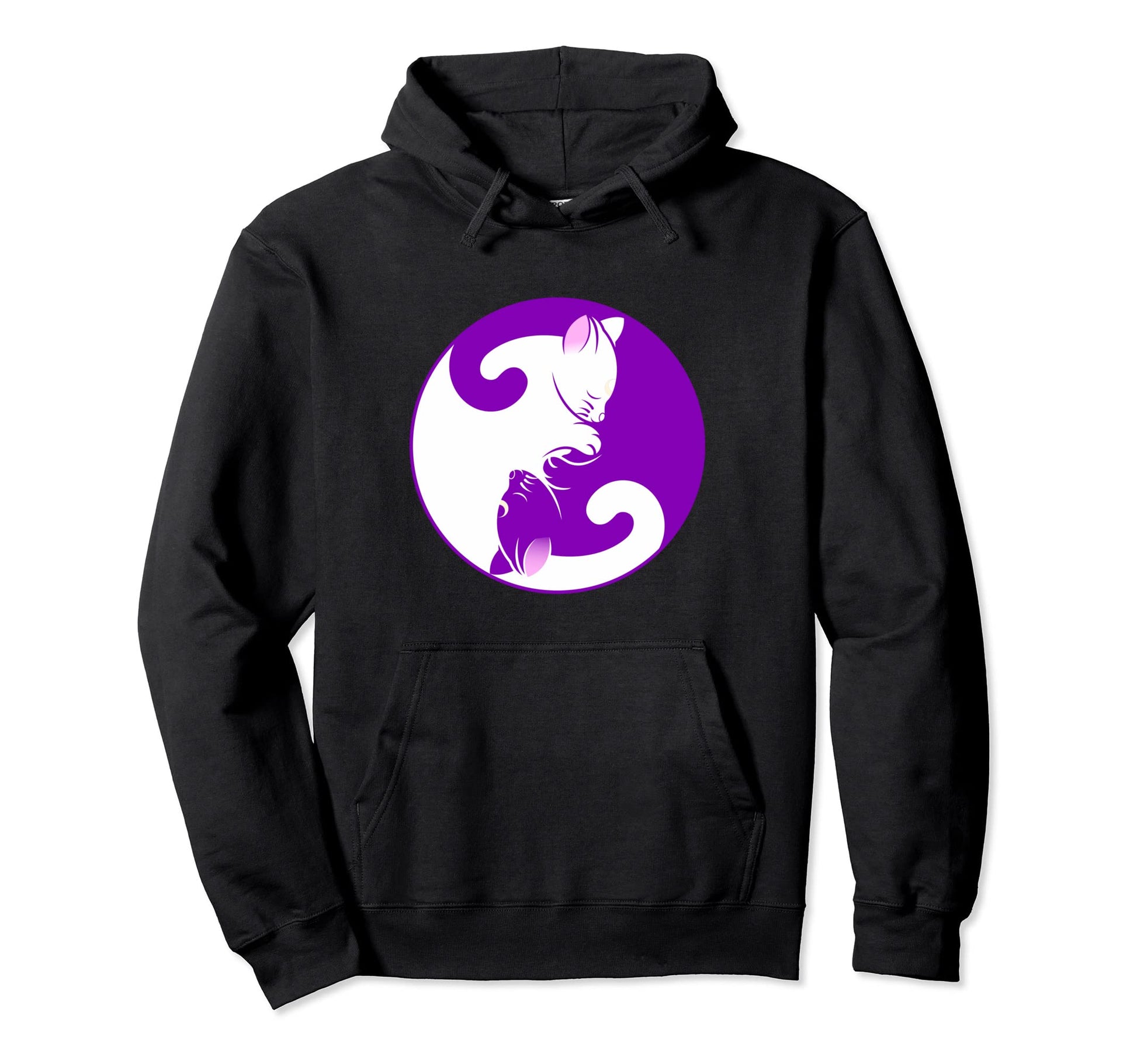 Hippie Yin Yang Cat Nap Power Love Hoodie - Casual Everyday Wear Men Women - T-Shirt, Sweatshirt, Hoodie