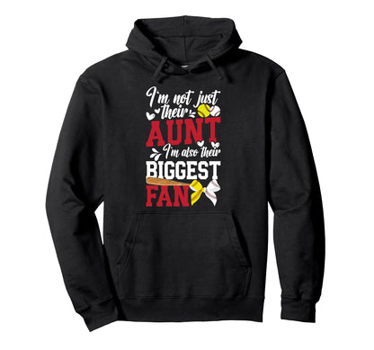 Their Biggest Fan Softball Baseball Aunt Hoodie - Trendy Graphic Men Women - T-Shirt, Sweatshirt, Hoodie
