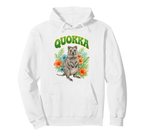 Quokka Groovy Floral Quokka Watercolor Hoodie - Minimalist Print Unisex - T-Shirt, Sweatshirt, Hoodie