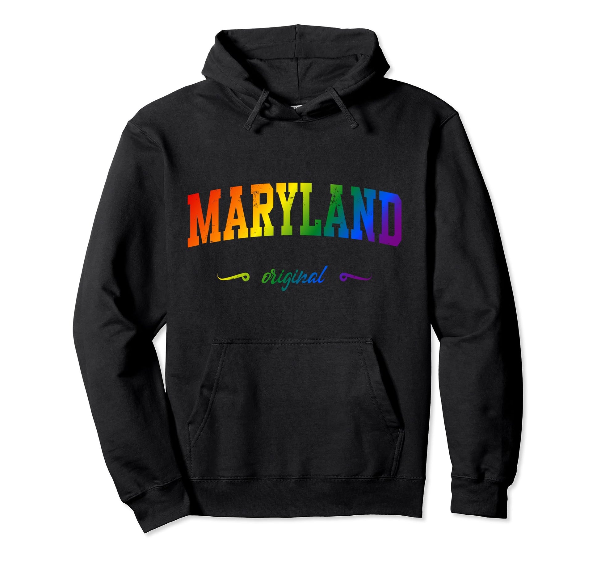 Maryland State Lgbtqai Rainbow Hoodie - Unique Graphic Unisex - T-Shirt, Sweatshirt, Hoodie