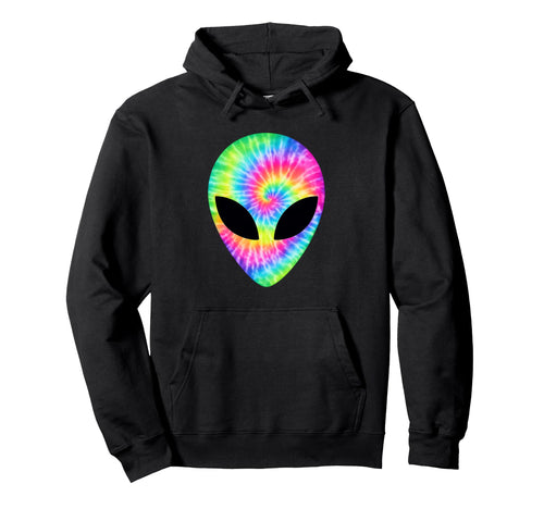 Alien Head Rainbow Tie Dye Hippie Hoodie - Aesthetic Graphic Men Women - T-Shirt, Sweatshirt, Hoodie
