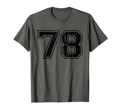 Number 78 Varsity Distressed Sport Team T-Shirt - Aesthetic Graphic Unisex - T-Shirt, Sweatshirt, Hoodie
