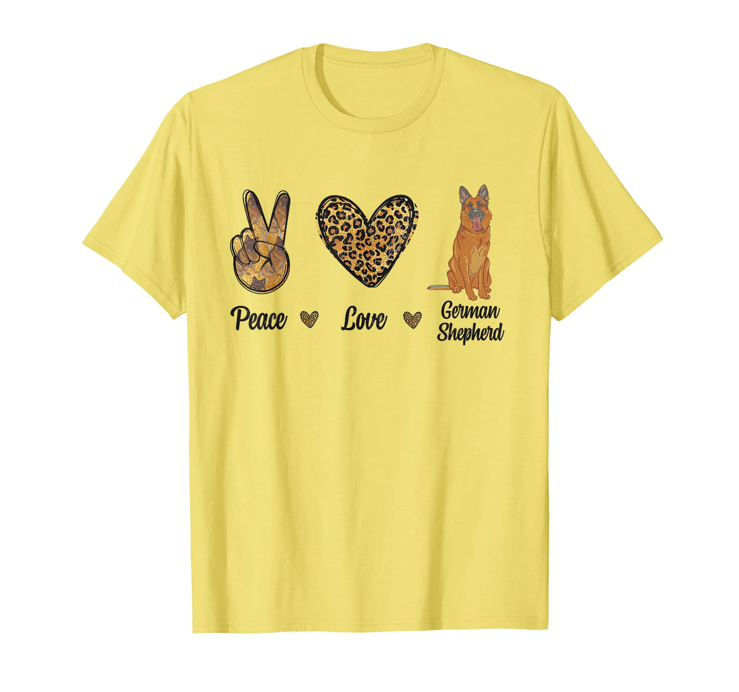 Peace Love German Shepherd Leopard T-Shirt - Custom Art Print Men Women - T-Shirt, Sweatshirt, Hoodie