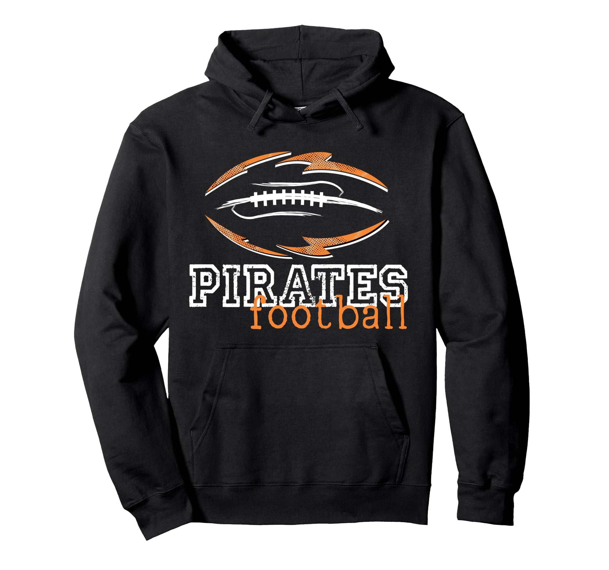 Orange Pirates Football School Spirit Hoodie - Streetwear Style Men Women - T-Shirt, Sweatshirt, Hoodie