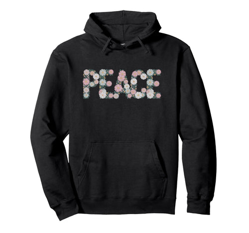 Floral Peace Typography Boho Hippie Hoodie - Minimalist Print Men Women - T-Shirt, Sweatshirt, Hoodie