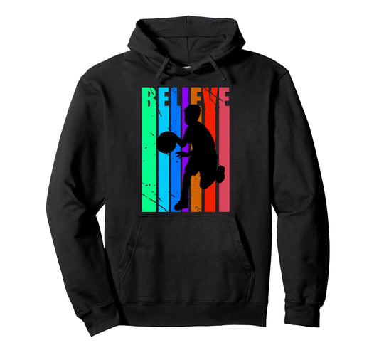 Basketball Birthday Rainbow Colors Hoodie - Casual Everyday Wear Men Women - T-Shirt, Sweatshirt, Hoodie