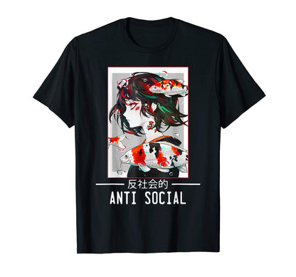 Anti Social Japanese Text Aesthetic T-Shirt - Streetwear Style Men Women - T-Shirt, Sweatshirt, Hoodie