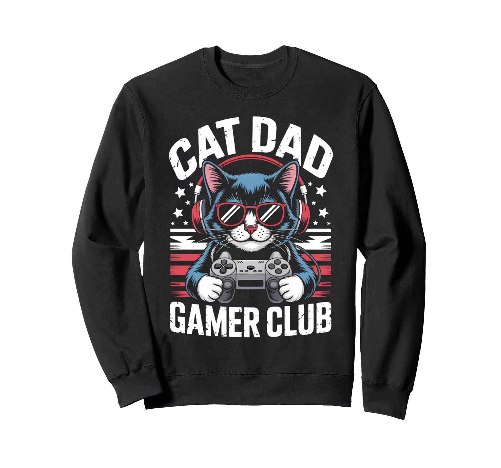 Funny Cat Dad Gamer Club Him Sweatshirt - Minimalist Print for Adults - T-Shirt, Sweatshirt, Hoodie