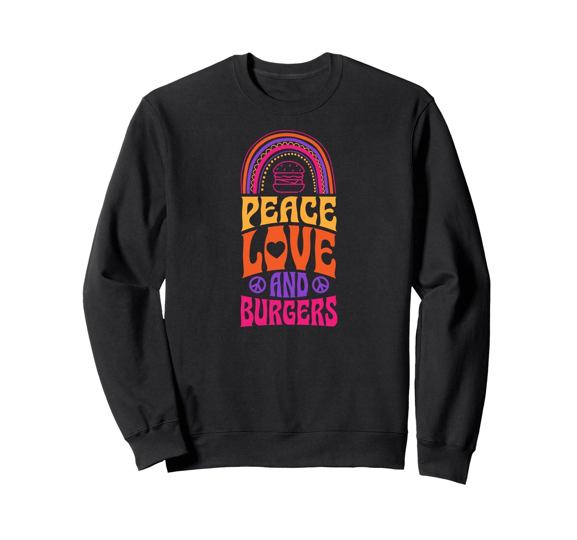 Peace Love And Burgers Bohemian Sweatshirt - Unique Graphic for Adults - T-Shirt, Sweatshirt, Hoodie