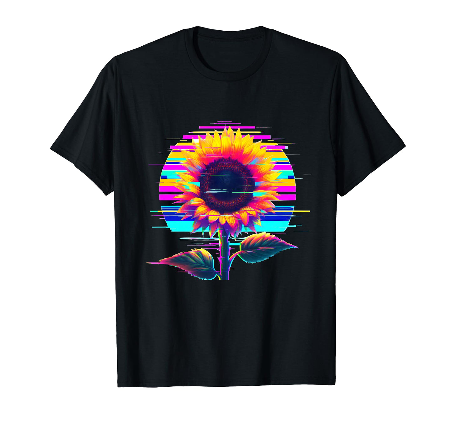 Glitch Sunflower Vaporwave Aesthetic T-Shirt - Fun Novelty Design Unisex - T-Shirt, Sweatshirt, Hoodie