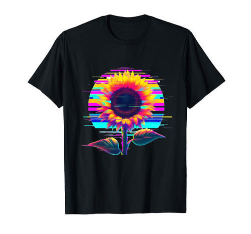 Glitch Sunflower Vaporwave Aesthetic T-Shirt - Fun Novelty Design Unisex - T-Shirt, Sweatshirt, Hoodie