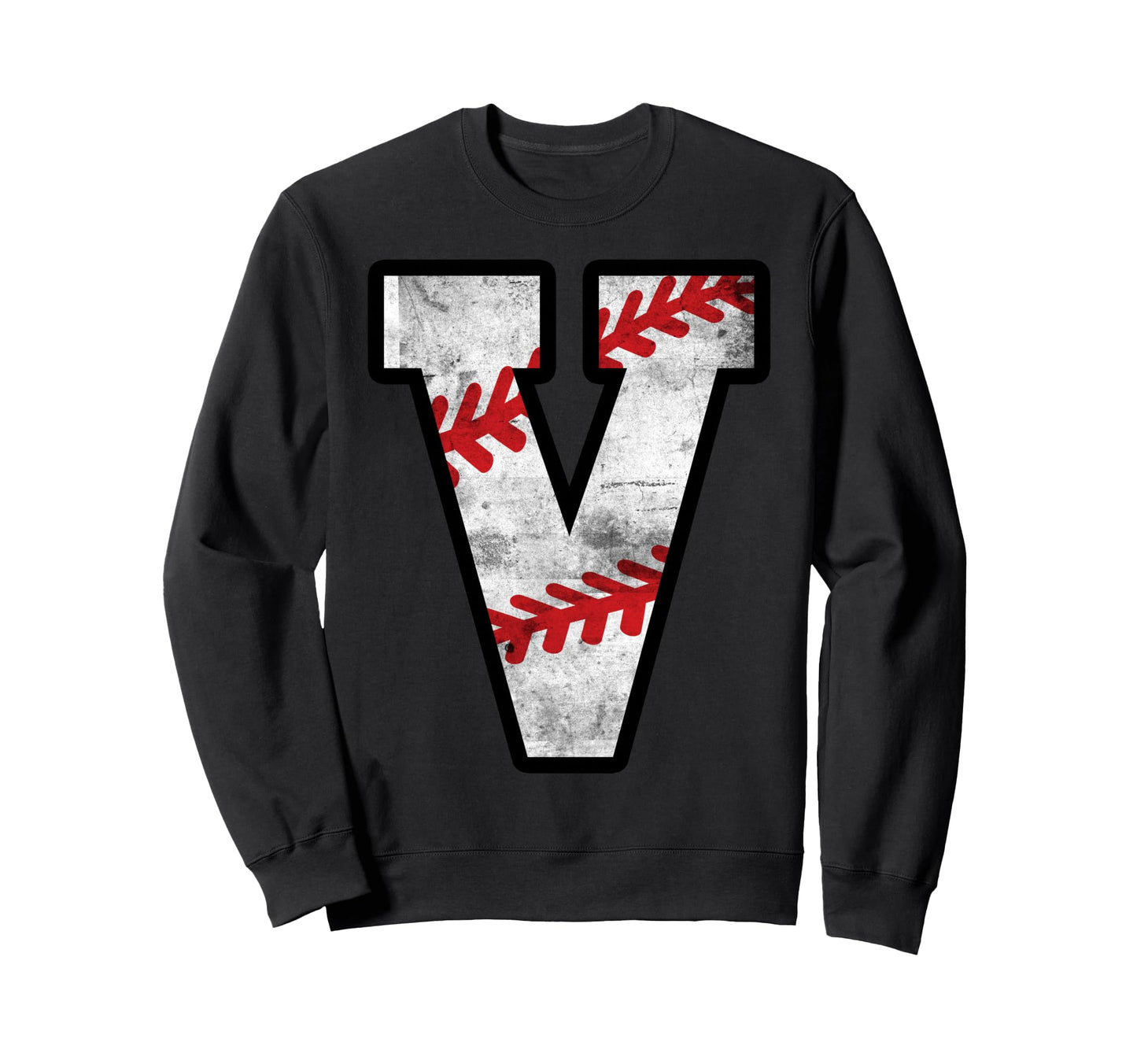 Distressed Baseball Letter V Sweatshirt - Streetwear Style Men Women - T-Shirt, Sweatshirt, Hoodie