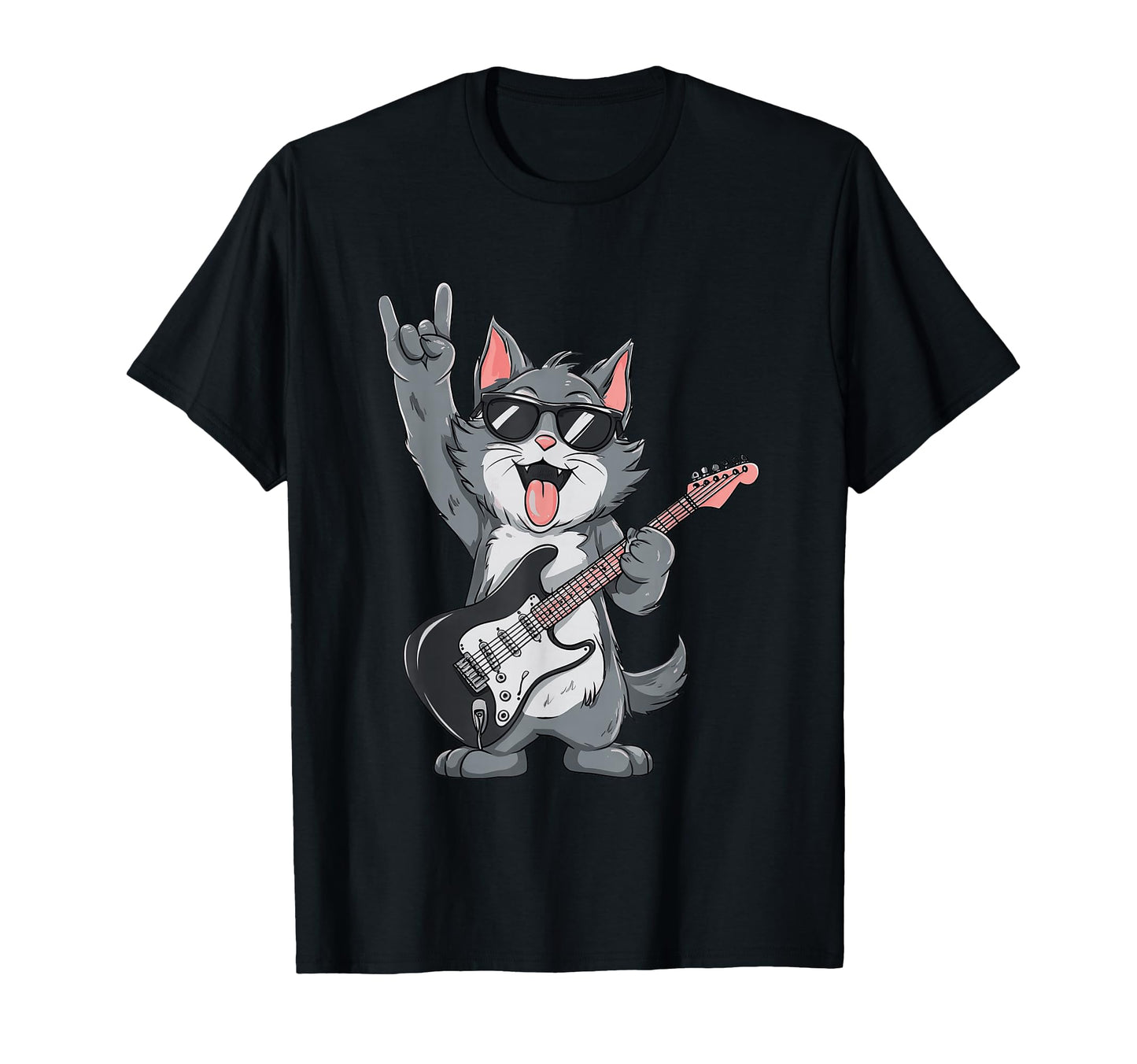 Funny Cat Rock Cat Music Lover T-Shirt - Aesthetic Graphic for Adults - T-Shirt, Sweatshirt, Hoodie