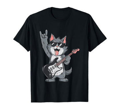 Funny Cat Rock Cat Music Lover T-Shirt - Aesthetic Graphic for Adults - T-Shirt, Sweatshirt, Hoodie