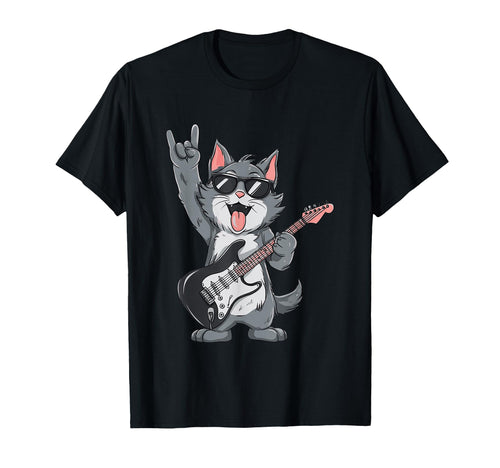Funny Cat Rock Cat Music Lover T-Shirt - Aesthetic Graphic for Adults - T-Shirt, Sweatshirt, Hoodie