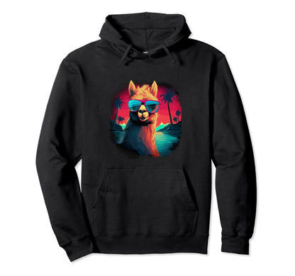 Funny Alpaca Vaporwave Aesthetic Hoodie - Aesthetic Graphic Men Women - T-Shirt, Sweatshirt, Hoodie
