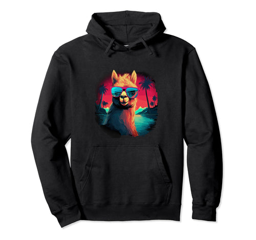 Funny Alpaca Vaporwave Aesthetic Hoodie - Aesthetic Graphic Men Women - T-Shirt, Sweatshirt, Hoodie