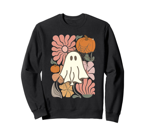 Boho Ghost Floral Autumn Halloween Sweatshirt - Trendy Graphic for Adults - T-Shirt, Sweatshirt, Hoodie
