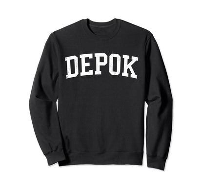 Depok Indonesia Distressed White Sweatshirt - Trendy Graphic Men Women - T-Shirt, Sweatshirt, Hoodie